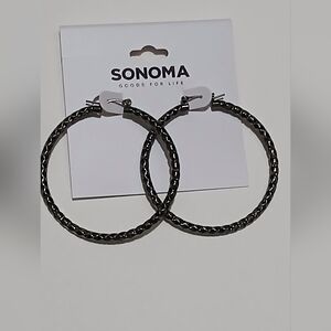 Sonoma Dark Silver Tone Medium Size Closed  Hoops Earrings A23